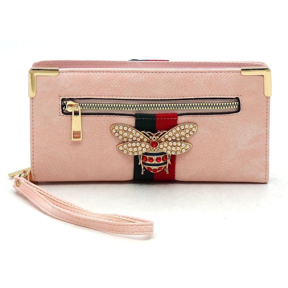 Bee Stripe Clutch Wallet- Wristlet